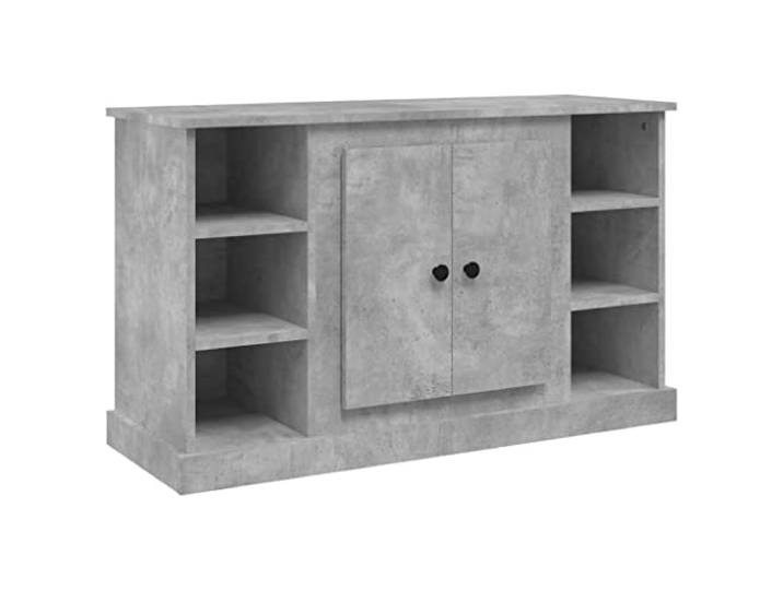 KGFHERENB Sideboard Betongrau 100x35,5x60 cm Holzwerkstoff Beistellschrank Kompakter Beistellschrank mit Türen für Wohnzimmer & Flur, schützt vor Staub und bietet Platz für Dekoration.