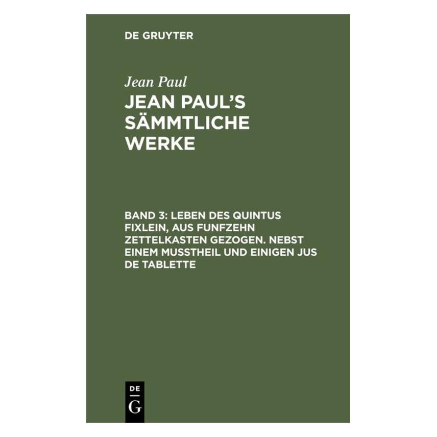 De Gruyter Paul:Jean Paul: Jean Pauls Sämmtliche (Deutsch, Hardcover, Jean Paul) (67763000)
