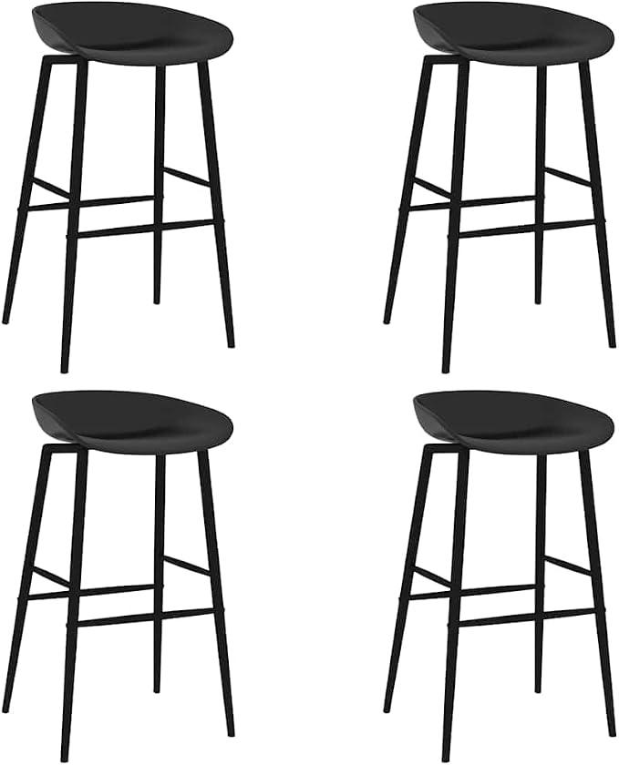 Barstühle Set 4er, Schwarz, Mit Rückenlehne | Robustes PP Material, Pulverbeschichtete Metallbeine, Ergonomisch Geformter Sitz, Leicht Zu Montieren, Belastbar Bis 110 Kg