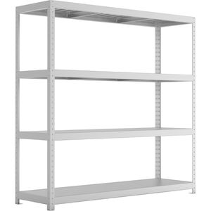 META Weitspannregal 20087022, 4 Metallböden, 500kg Fachlast, silber, (B/H/T) 200 x 197 x 60cm