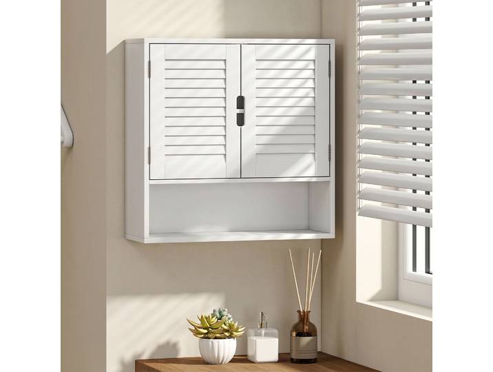 HOMCOM Armoire Murale Salle de Bain Blanche 60x20x60cm à Lattes