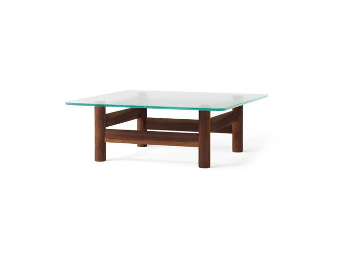 Audo Copenhagen Table basse Brasilia 100x100 cm Walnut-clear glass