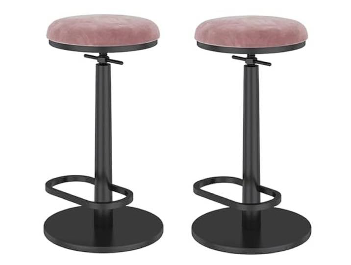 VNCdfhETs Barstuhl Höhenverstellbare Hockerstühle 2er-Set Barhocker Drehbare Hochhocker Ohne Rückenlehne Flanell Barstuhl Barhocker(Pink)