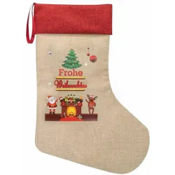 12x Weihnachtsstrumpf Tannenbaum Kamin 31x46cm Jute