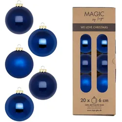 Christbaumkugeln Weihnachtskugeln Glas Ø 6 cm 20 Stück royal blue