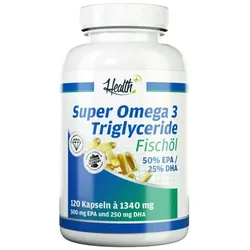 Health+ - Super Omega 3 Triglyceride Fischöl - 120 Kapseln
