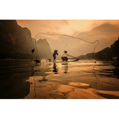 Fototapete PAPERMOON "Photo-Art GUNARTO SONG, VERBREITEN SIE DIE FISCHNETZE", bunt, B:4m L:2,6m, Vlies, Tapeten