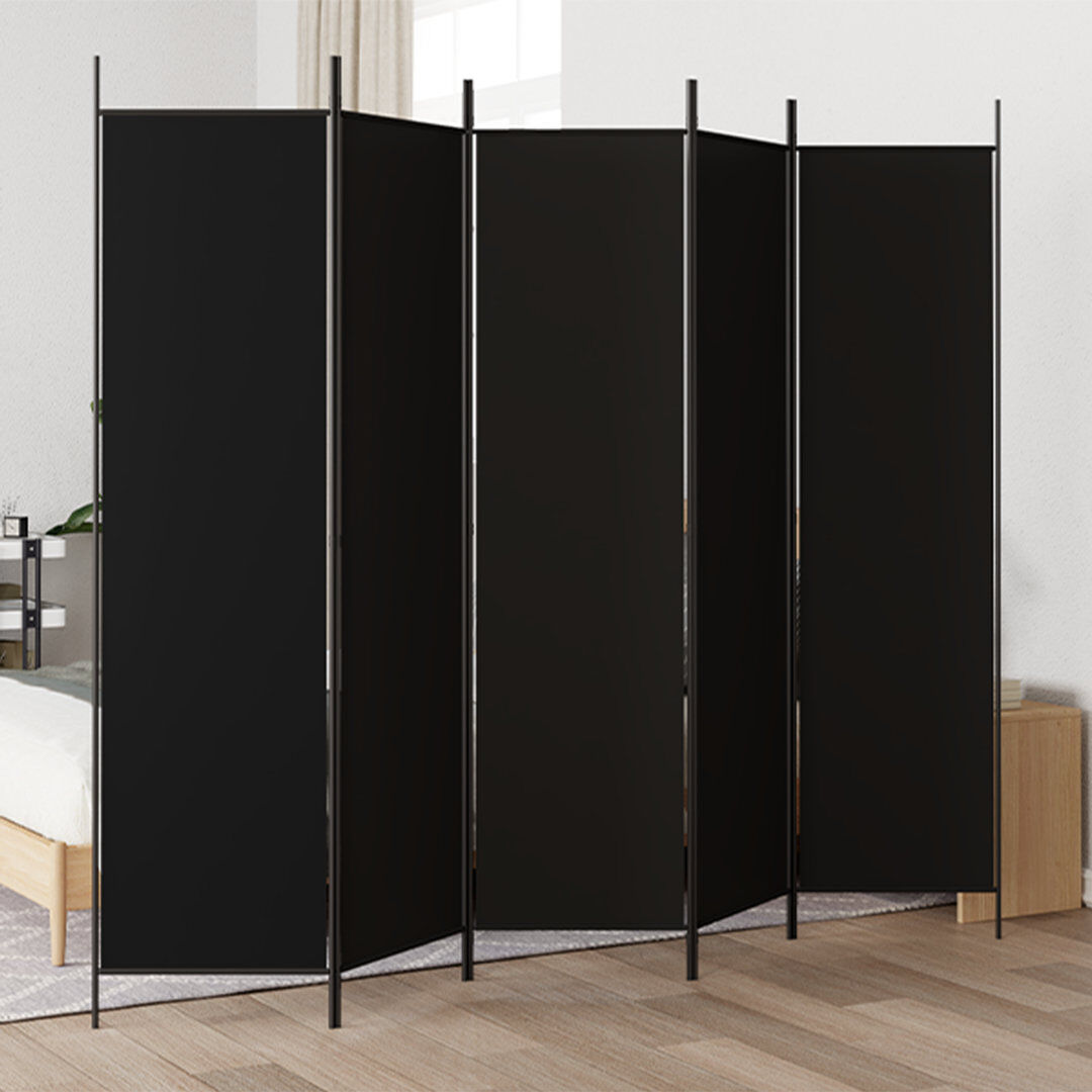 17 Stories Kasimir Folding Room Divider Black 200" H x 250" W