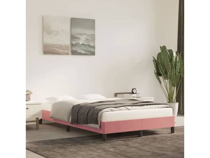 CHIC Lit adulte 2 places - 120x190 cm Structure/Cadre de lit rose 120x190 cm velours #Sara69416