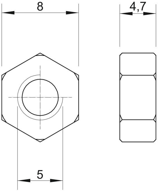 OBO Bettermann Écrou hexagonal M5 galvanisé électrolytiquement (3400050)