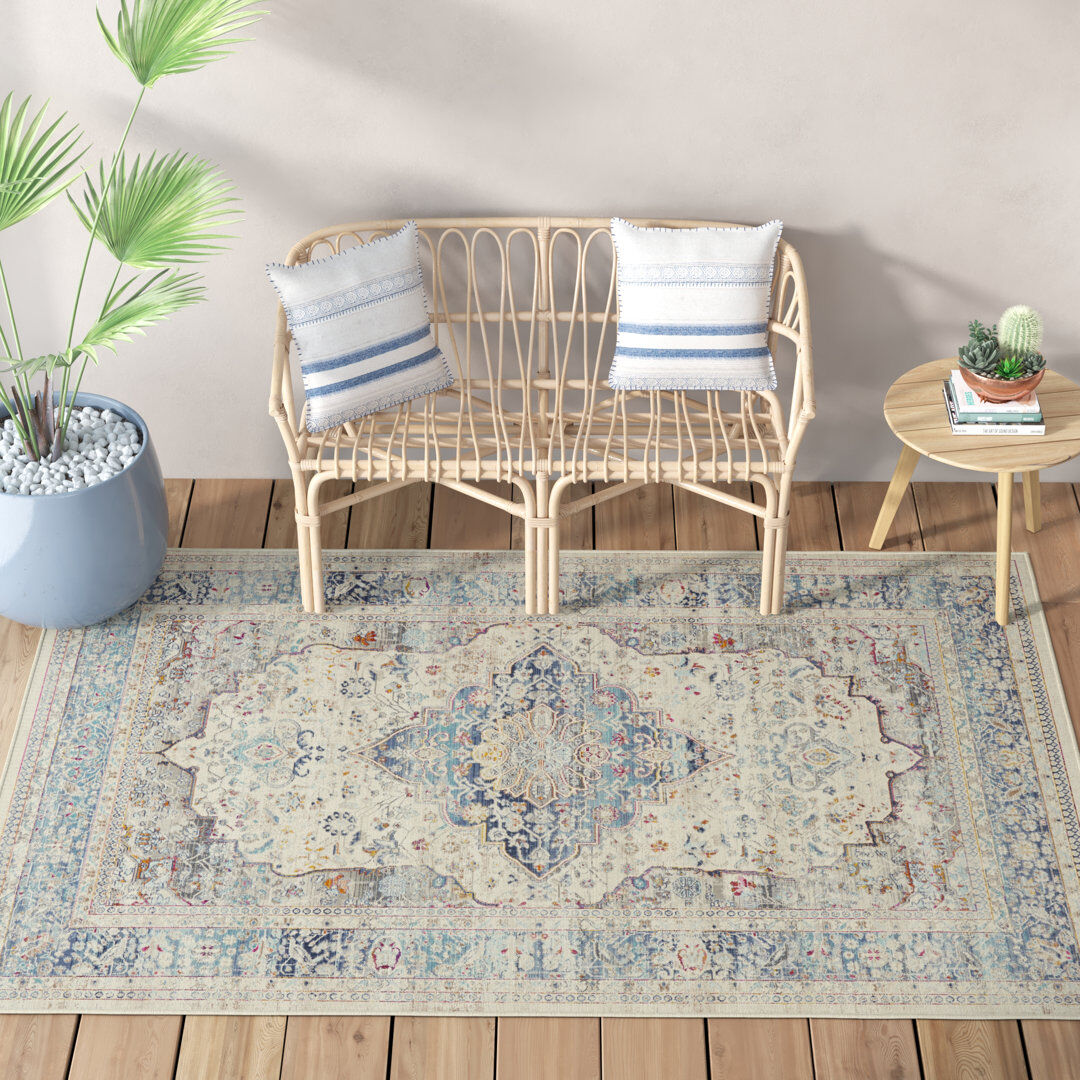 Langley Street Neve Oriental Area Rug Blue/Beige Rectangle 230 x 300cm