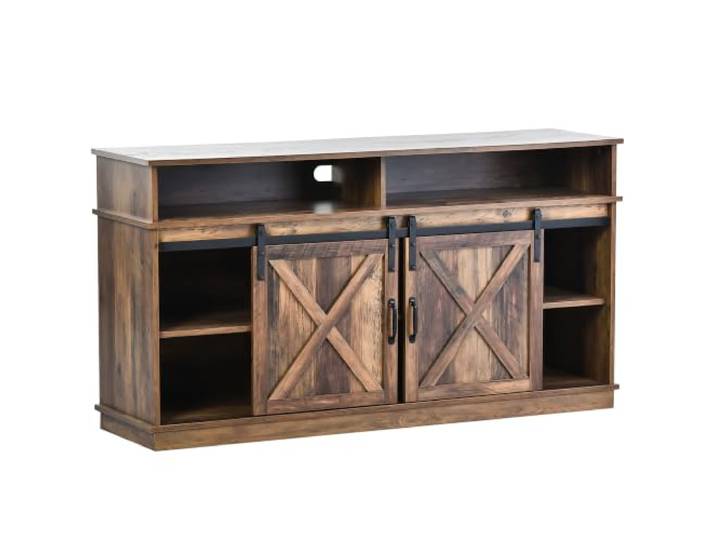 TV-Schrank 148x78cm mit Schiebetüren, Sideboard Farmhouse Farmhouse, Spanplatte P2, 148x40x78cm, 100kg, TV bis 65 Zoll, verstellbare Böden, Kabelführung