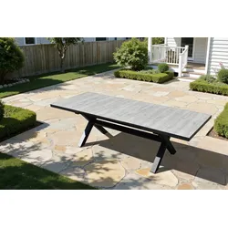 OUTFLEXX Louvra Ausziehtisch, anthrazit/Holzoptik, Alu/Keramik, 200/260 x 100 cm, Tischplatte aus Keramikfliesen
