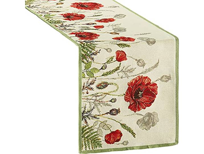 Sander Tischläufer Poppy Meadow Gobelin rot-Natur Größe 32x96 cm