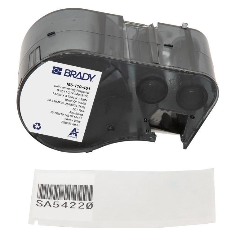 Brady M5-119-461, Polyester, Schwarz auf weiss/Transparent, 38.10 x 31.75(95.25) mm, selbstlaminier (M5-119-461)