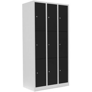 Lüllmann Schließfachschrank 520338, anthrazit, 9 Fächer, Stahl, 89 x 180cm, mit Zylinderschloss
