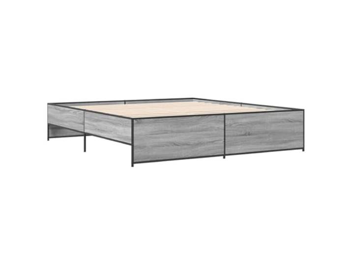 KTHLBRH Bett Grau Sonoma 180 x 200 cm Holz mehrschichtig Stahl Lattenrost im Lieferumfang enthalten, stabile Struktur, Metallbeine, Matratze nicht im Lieferumfang enthalten