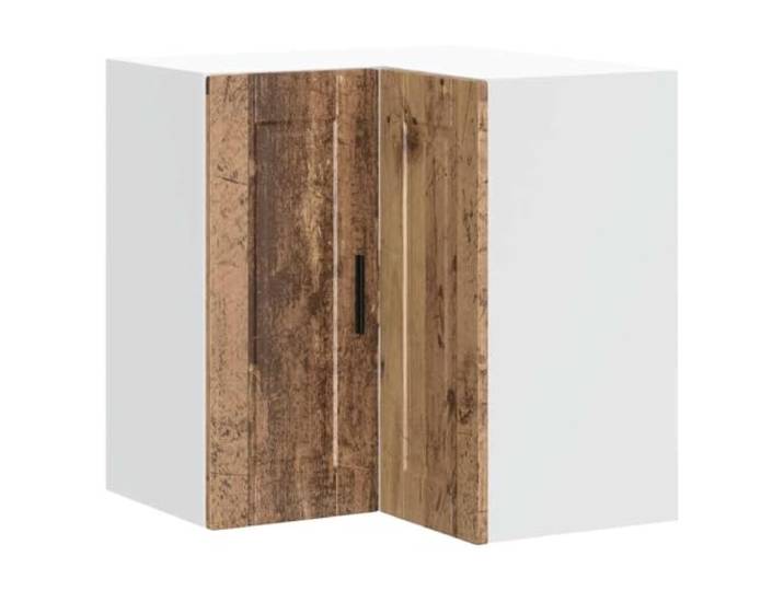 HKTMGDNG Küchen Eckhängeschrank Porto Altholz-Optik 57x57x60 cm Platzsparender Hängeschrank für Küche und Esszimmer mit Stauraum hinter Türen, robuster Holzwerkstoff, 70 kg Tragkraft.