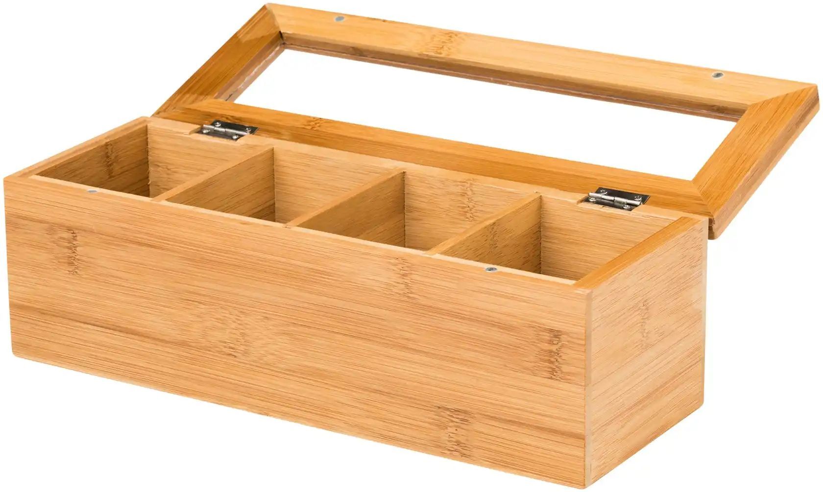 KHG Teebeutelbox   ¦ Bambus,Glas ¦ Maße (cm): B: 10 H: 9,7