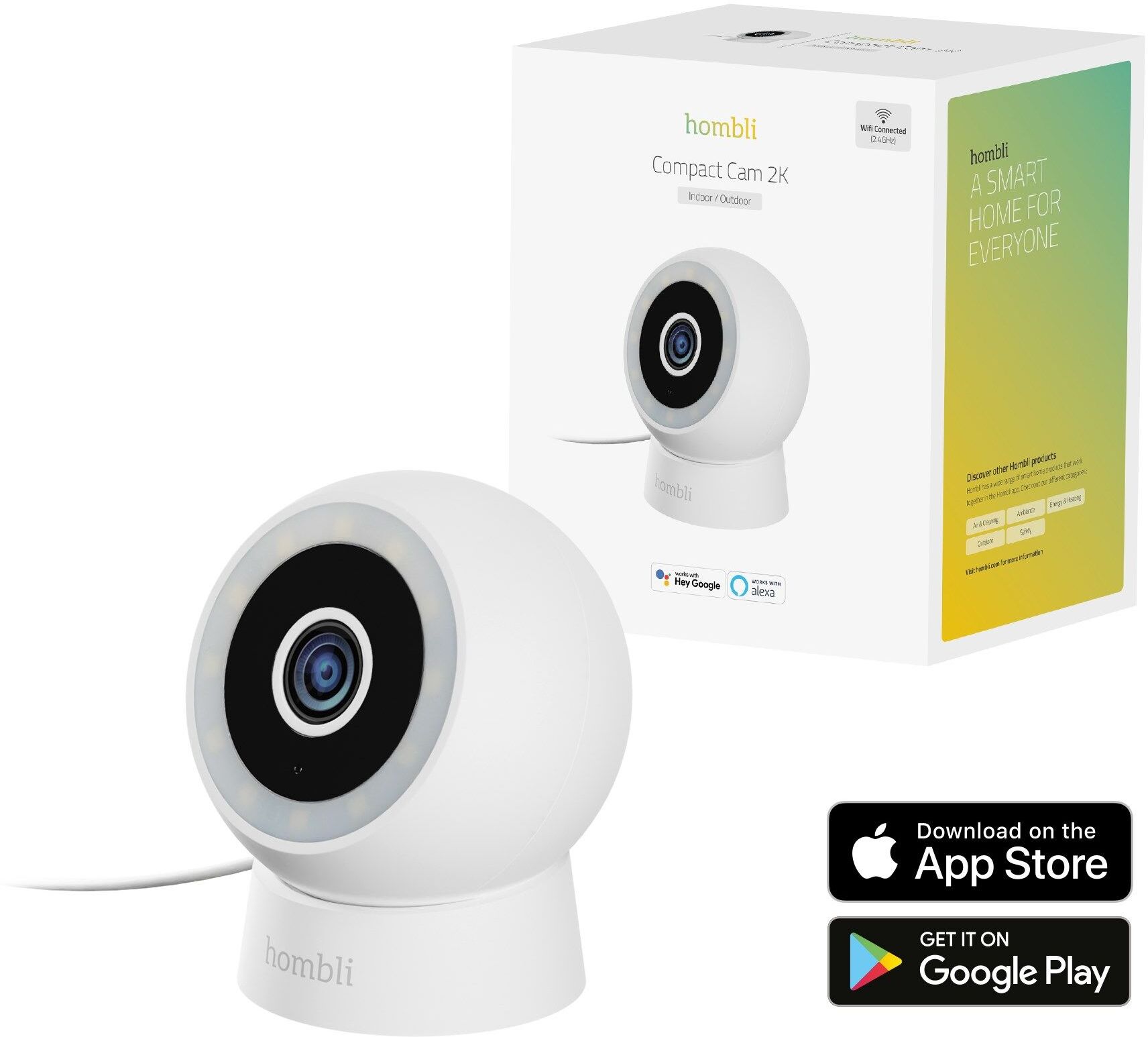 Hombli - Smart Outdoor/indoor Compact Cam, White