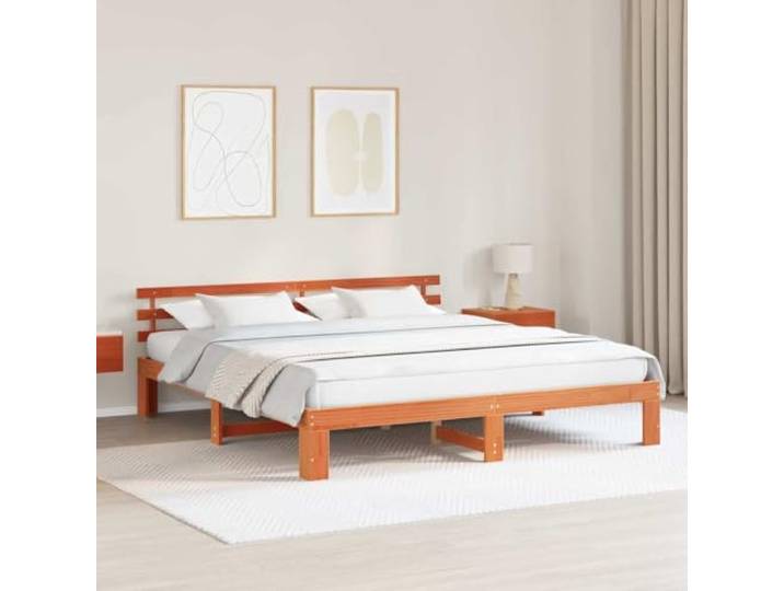 YUTAASU Bettrahmen Massives Kiefernholz 200x200 cm 31 cm Höhe, Kopfteil enthalten, Rechteckige Form, Pflegeleicht, Stabil