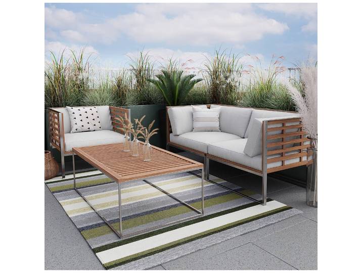 In-/Outdoorteppich Rosetta 022 Grün/Grün Flachgewebe 70 x 140cm