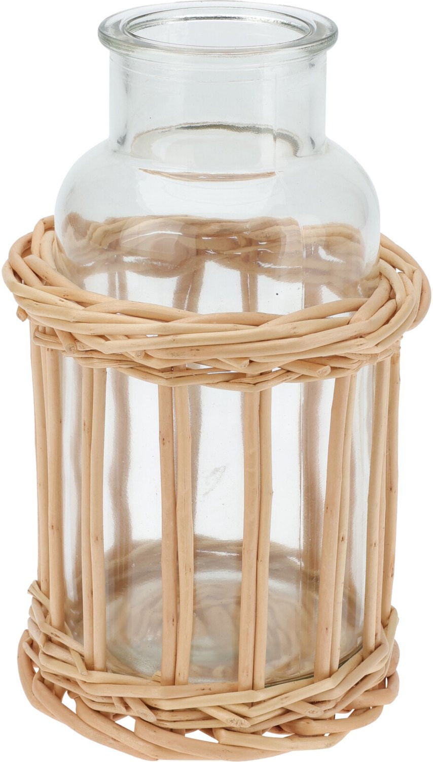 Home Styling Collection Decoratieve fles in een rieten mandje
