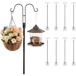 VEVOR Schäferhaken 8er-Pack, Hirtenhaken 195 cm, Garten Doppelhaken Laternenstab, 1,9 cm dicke Gartenhaken zum Aufhängen von Kolibri-Futterspendern, Pflanzenkörben, Solarlaternen, Windspielen