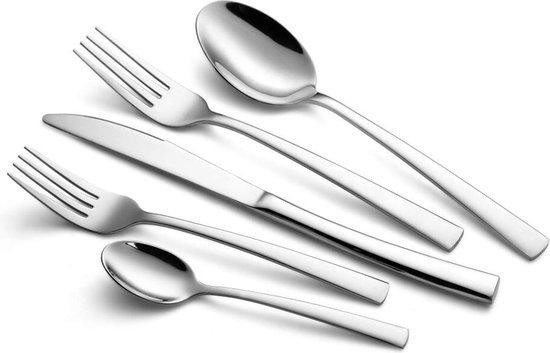 Unyqoos RVS bestekset, 24-delig, zilverkleurig, voor 6 personen