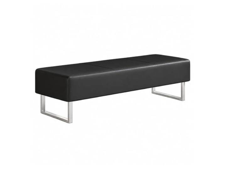 ZomoQryn Moderne Wartebank Gepolstert mit Kunstleder für Gäste und Empfang Gepolsterter Sitz aus PU-Leder mit Edelstahlbasis,Aufbewahrungsbank für Wartezimmer(Black,120x42x42cm)
