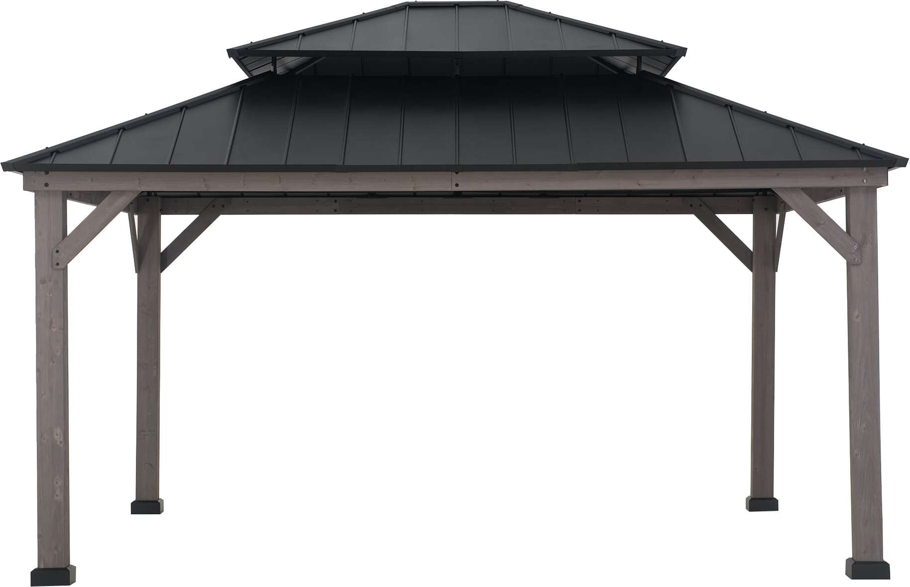 Sunjoy Zedernholz Gazebo / Pavillon 4x4 RYSY - 390cm x 450cm, schwarz