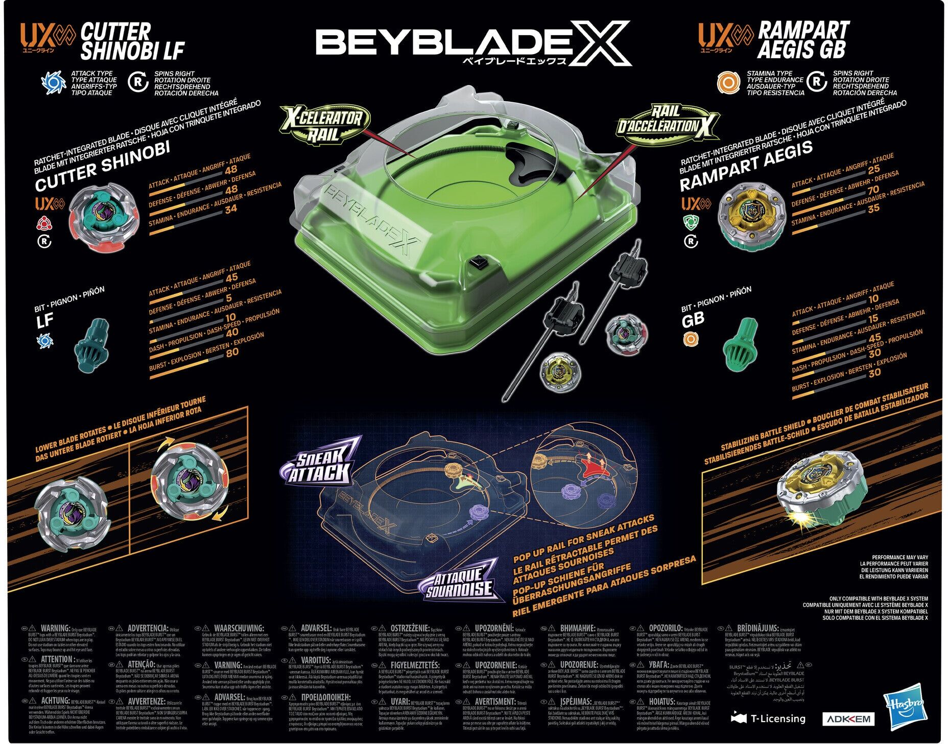 Beyblade X Sneak Attack Battle Set with Beystadium, 2 Tops and 2 Launchers for 2 Players - Hasbro