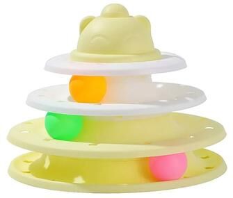 Uplift Essentials 4 Level Interactive Cat Toy Tower yellow