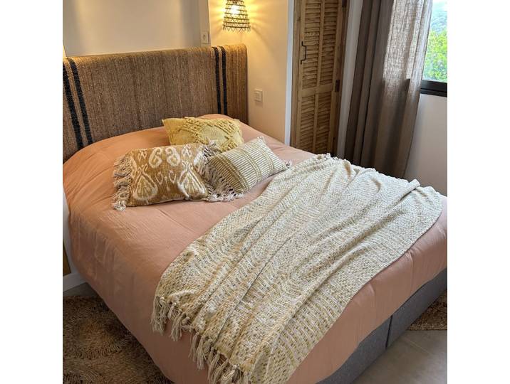 Plaid à franges en coton jaune avec franges 250cm