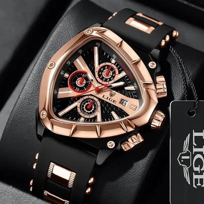 Uplift Treasures Luxury Waterproof Mens Quartz Watch With Large Dial rose Gold Blue