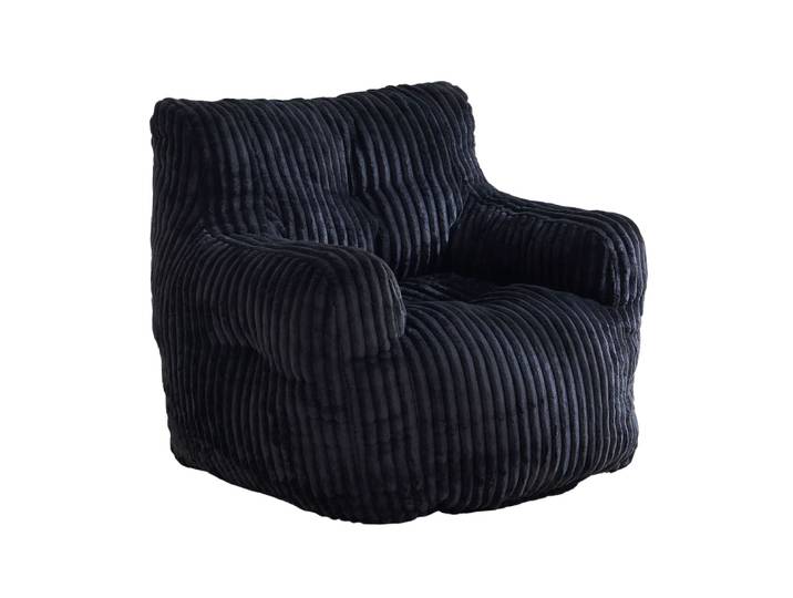 Fautueil poire pouf géant en velours côtelé noir mousse mémoire