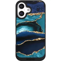 Nivocase Handyhülle für Apple iPhone 16 Hülle NIVOpure Case Schwarz Glitzer Look Marmor Trends (Apple iPhone 16), Smartphone Hülle, Schwarz