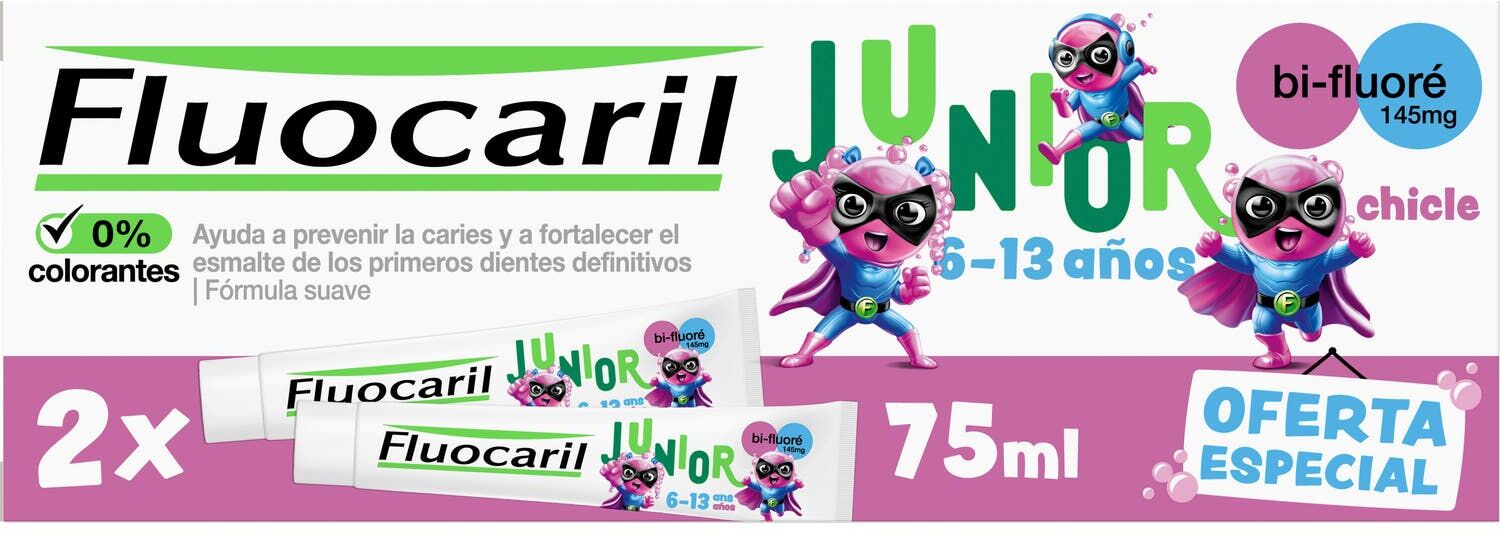 Fluocaril Junior 6-12 Años Gel Bubble 2x75 ml