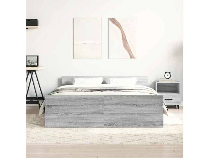 Lit 140x190cm - VIDAXL - Cadre de lit MODERNE - sans matelas - sonoma gris L4250