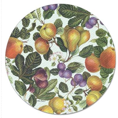 FirstDawn "Fruit Blossoms 4mm Heat Tolerant Tempered Glass Lazy Susan Turntable 13"" Round Condiment Caddy Cake Plate Pizza Stand"