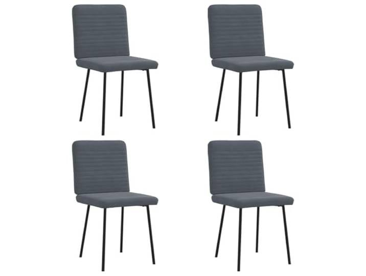 Esszimmerstühle, dunkelgrau, aus Samt, mit Metallrahmen, 4 Stück Weiche Sitzfläche, gepolsterte Rückenlehne, vielseitiges Design, alltagstauglich