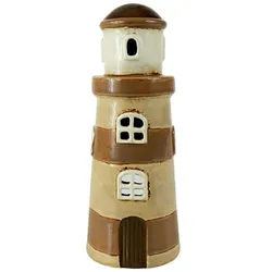 Det Gamle Apotek Keramikhaus Teelicht Lichthaus Leuchttum, 18 cm, Ø 7 cm, braun