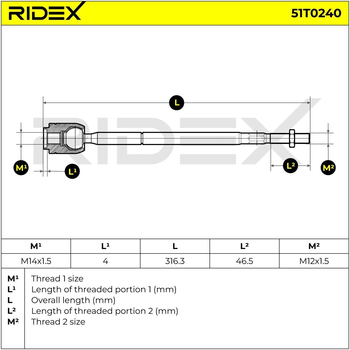 RIDEX 51T0240 Inner tie rod