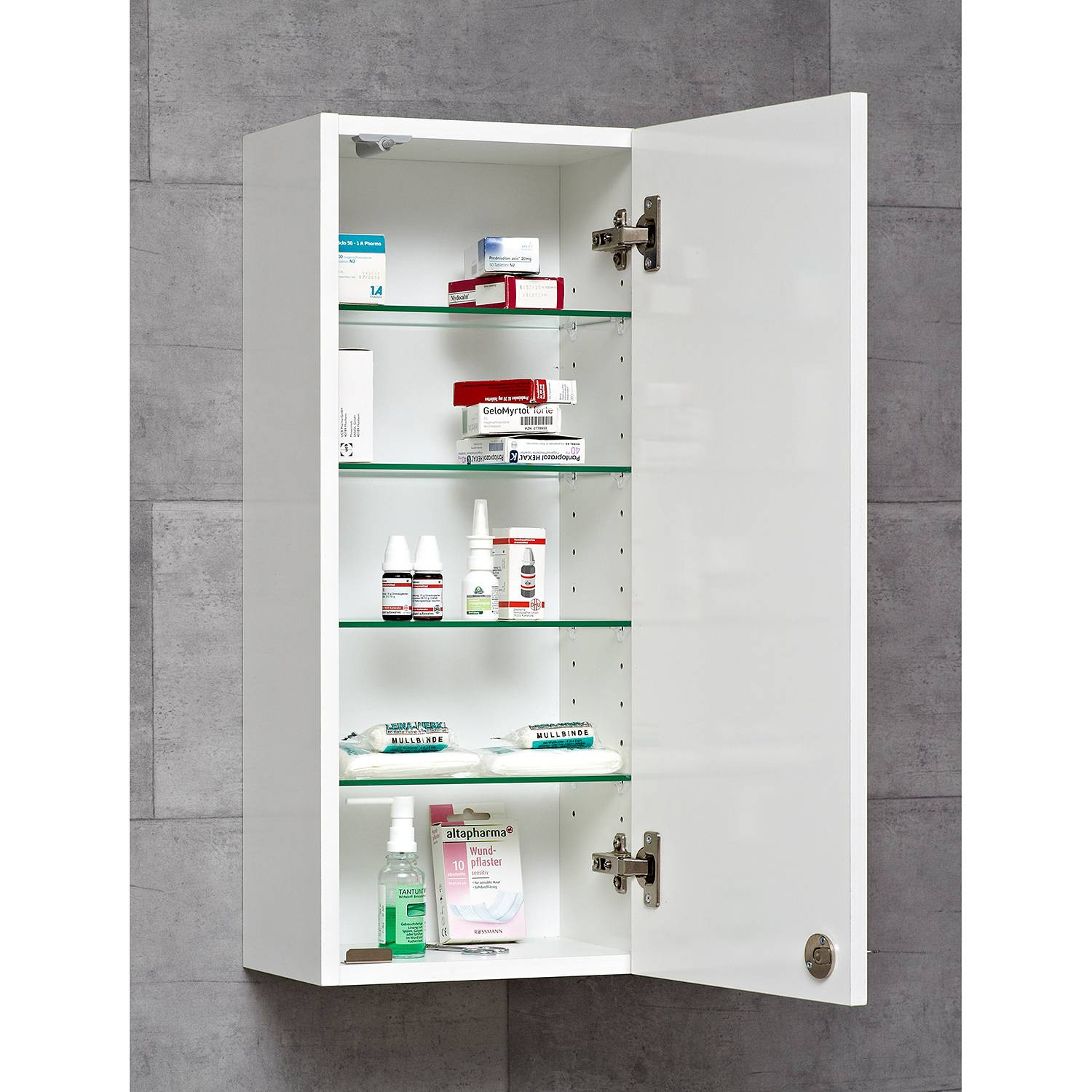 home24 Medicijnkastje Wien II wit modern met glanzende afwerking B: 30 cm, H: 70 cm, D: 20 cm