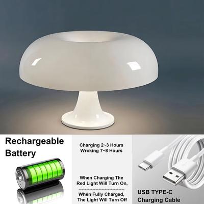 Inspired Finds Minimalist Modern Orange Mushroom Table Lamp Danish Designer Style white Charging