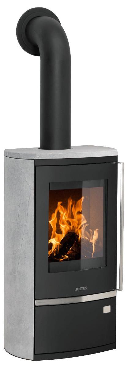 Justus | Kaminofen | Reno R | 6 kW | Stahl Schwarz, Speckstein