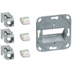Hager GMKSRJ45C6A3 Anschluss Modul 3x RJ45, Cat.6a, für Zentralscheibe UAE 3-fach, hfr