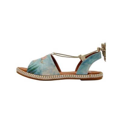 Sandale DOGO "Hazel Victor Bicycles Damen Sandalen, Hazel Spread Your Wings", Damen, Gr. 39, Normalschaft, blau, Lederimitat, Schuhe Sandale, Handgefertigt