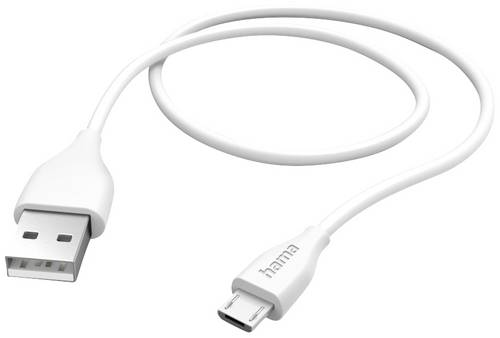 Hama USB-Ladekabel USB 2.0 USB-A Stecker, USB-Micro-B Stecker 1.50 m Weiß 00201587