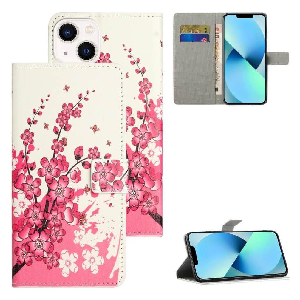 Cover-Discount iPhone 15 Plus - Leder Etui Hülle Pflaumen Blüte (Apple iPhone 15 Plus) (660147437J)